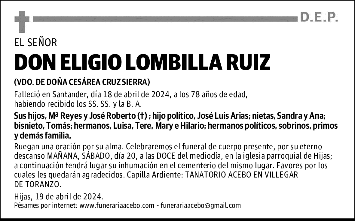 DON ELIGIO LOMBILLA RUIZ