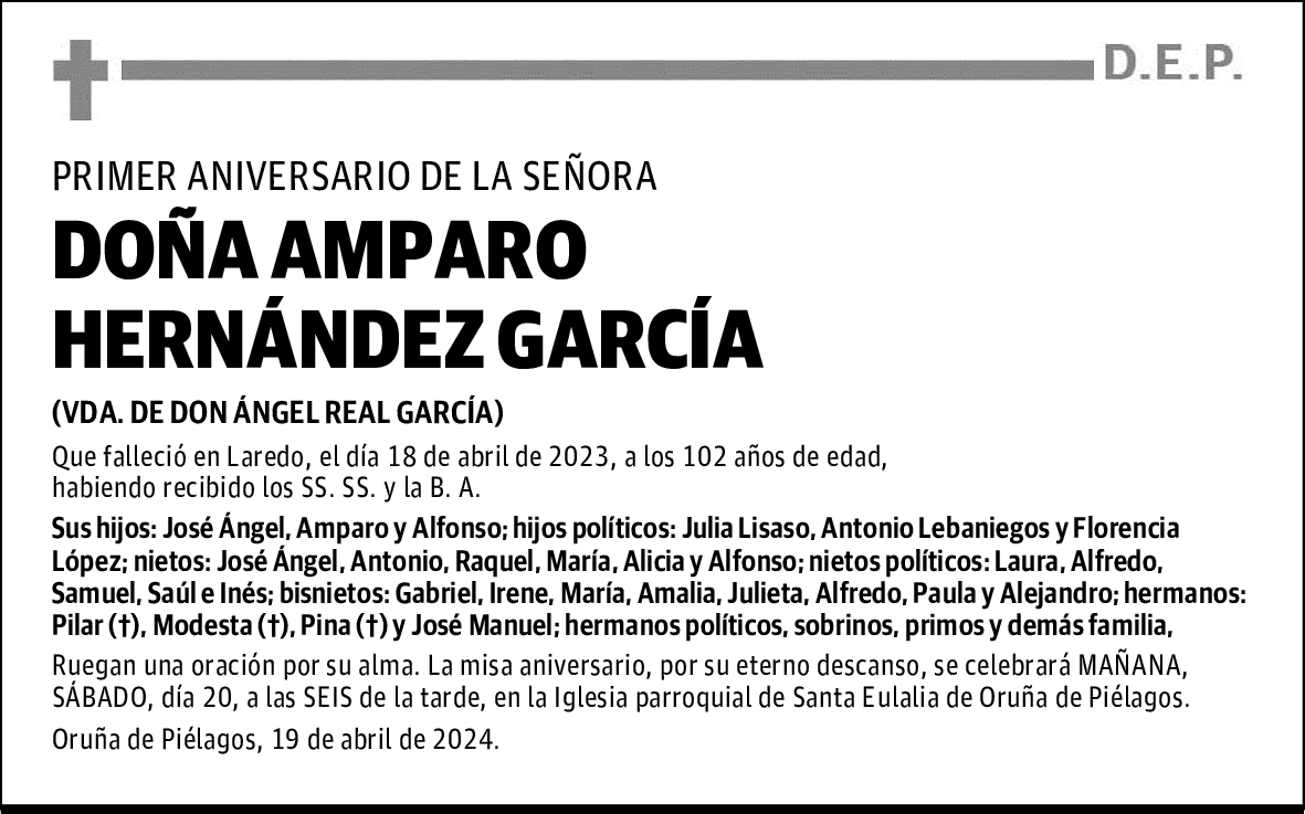 DOÑA AMPARO HERNÁNDEZ GARCÍA