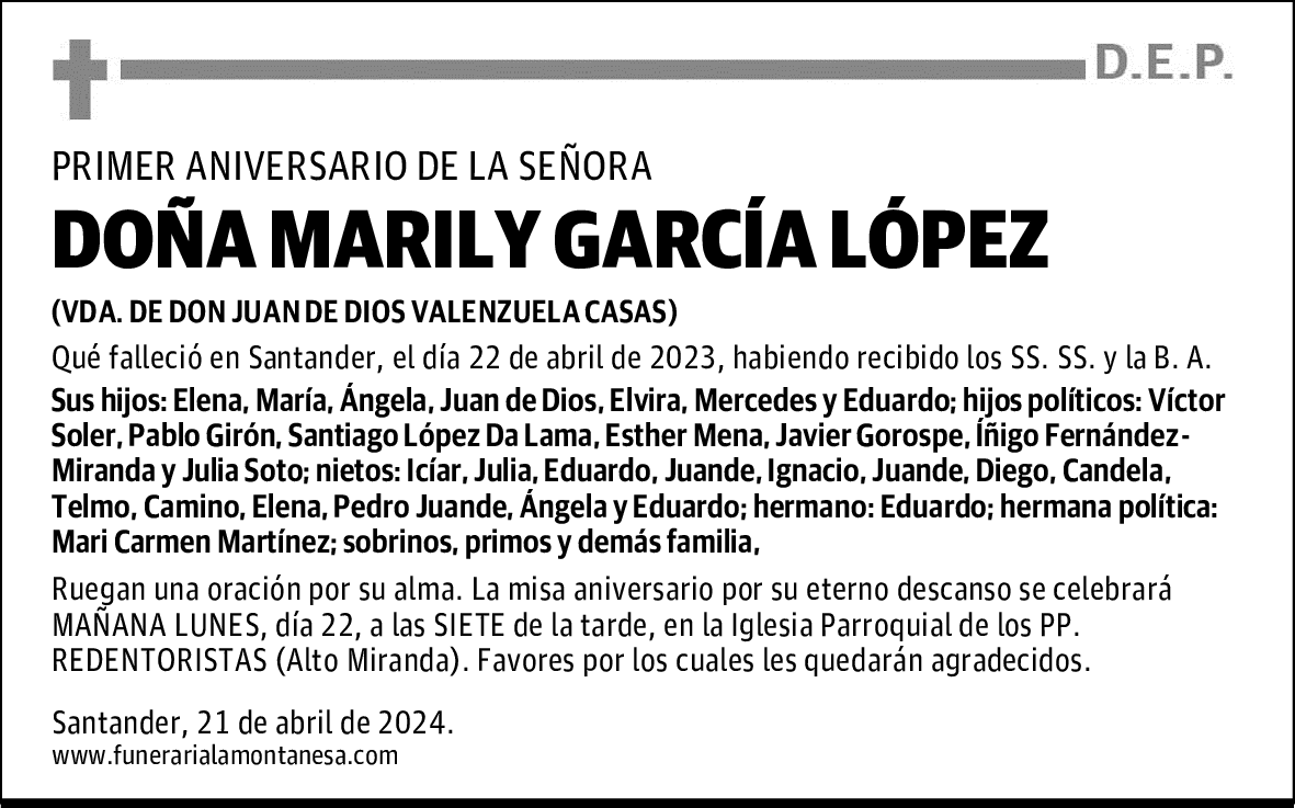 DOÑA MARILY GARCÍA LÓPEZ