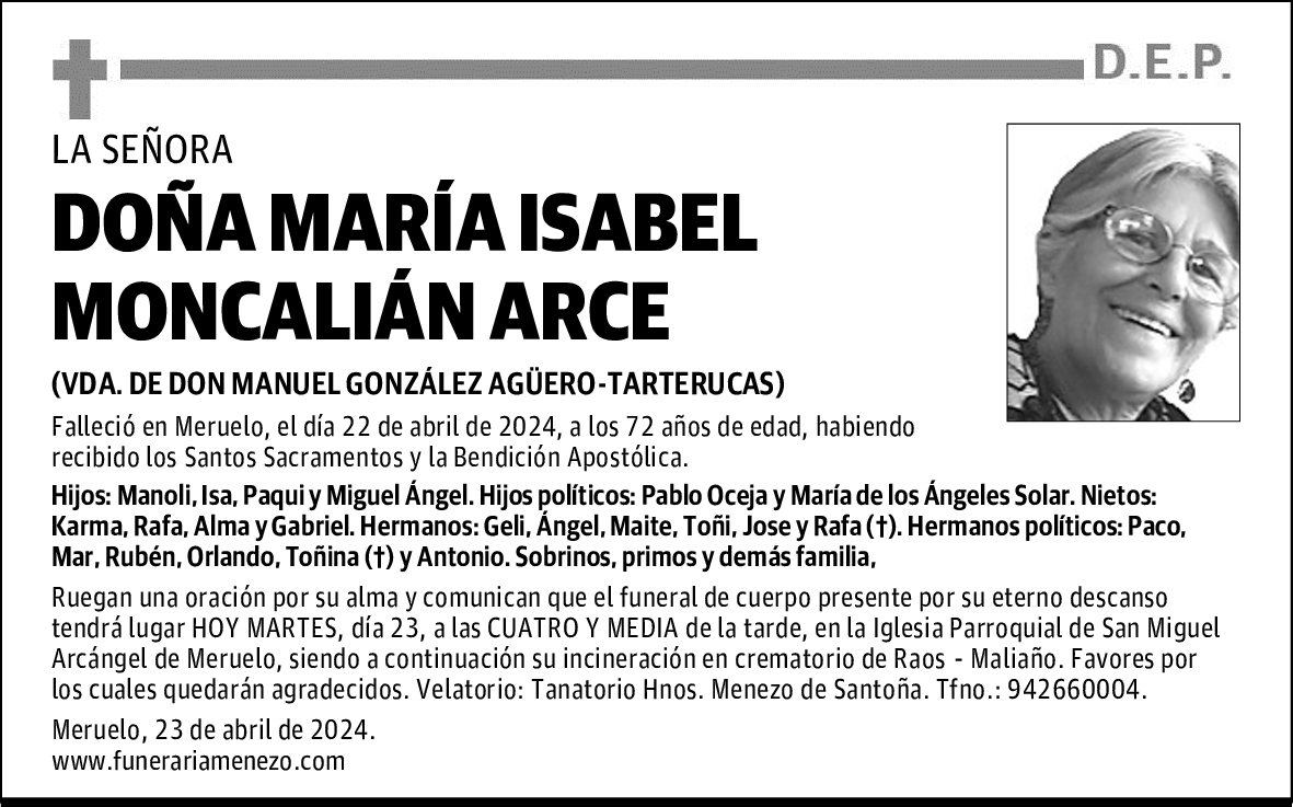 DOÑA MARÍA ISABEL MONCALIÁN ARCE