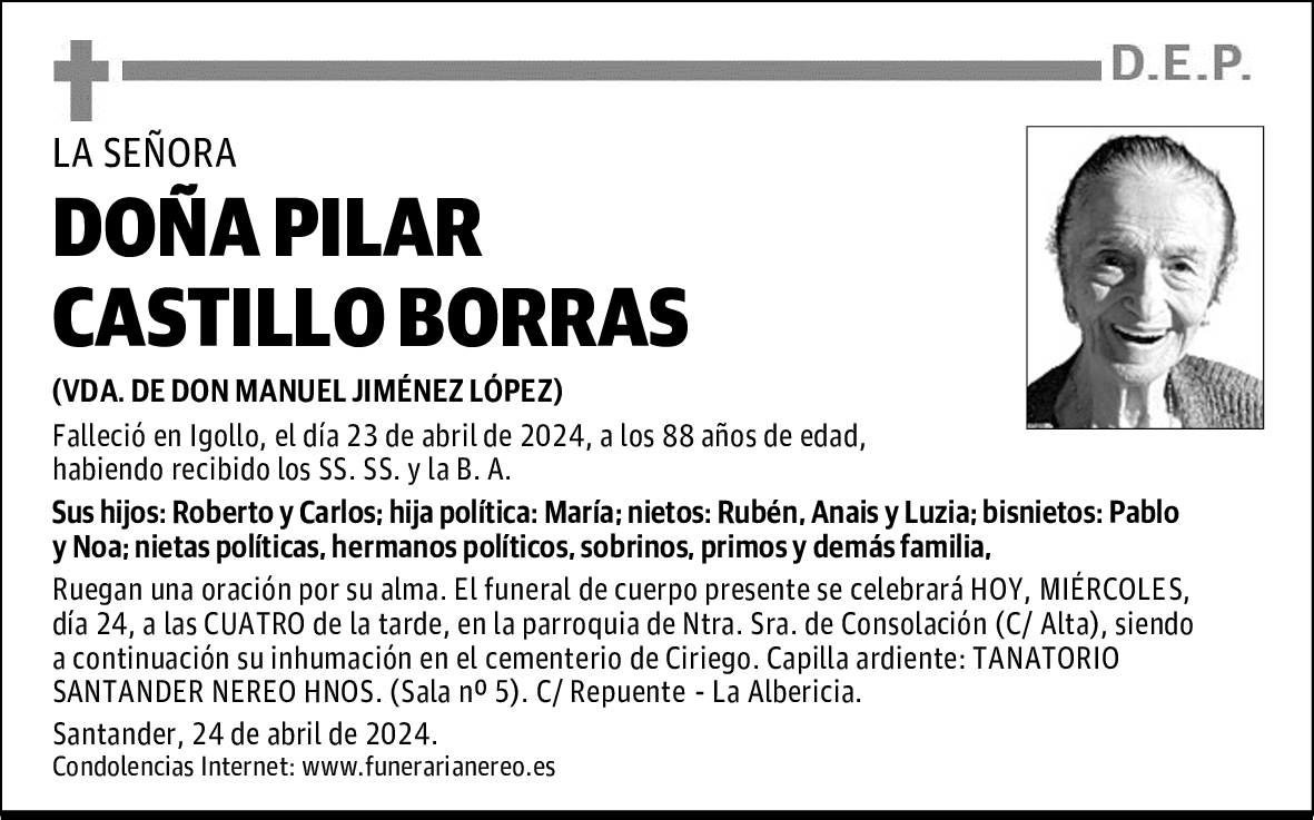 DOÑA PILAR CASTILLO BORRAS
