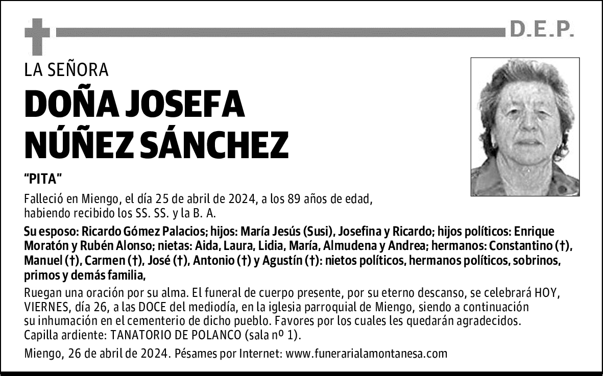 DOÑA JOSEFA NÚÑEZ SÁNCHEZ