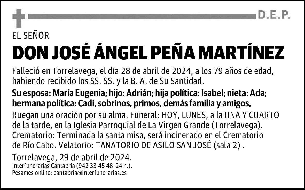 DON JOSÉ ÁNGEL PEÑA MARTÍNEZ