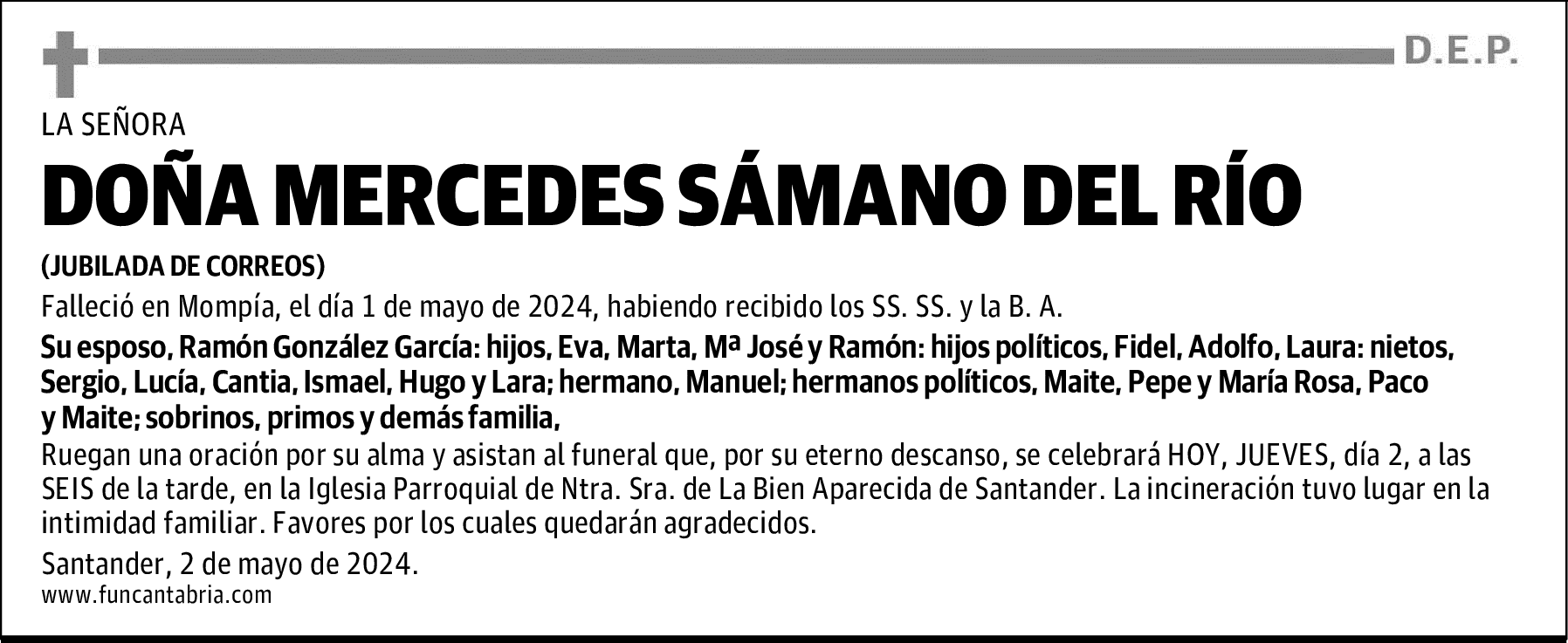 DOÑA MERCEDES SÁMANO DEL RÍO
