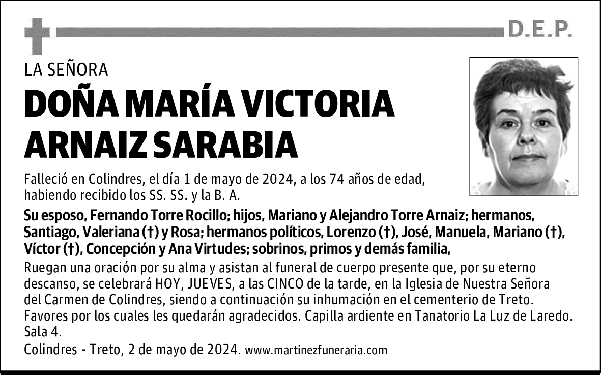 DOÑA MARÍA VICTORIA ARNAIZ SARABIA