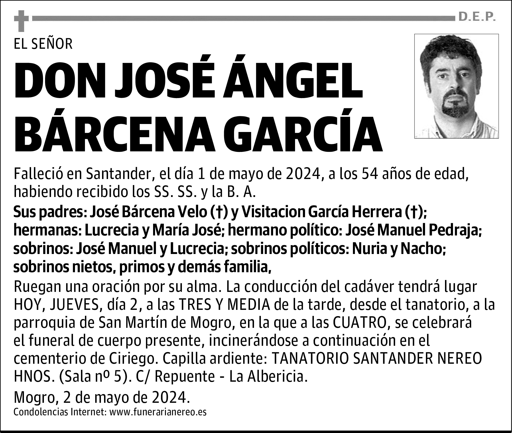 DON JOSÉ ÁNGEL BÁRCENA GARCÍA
