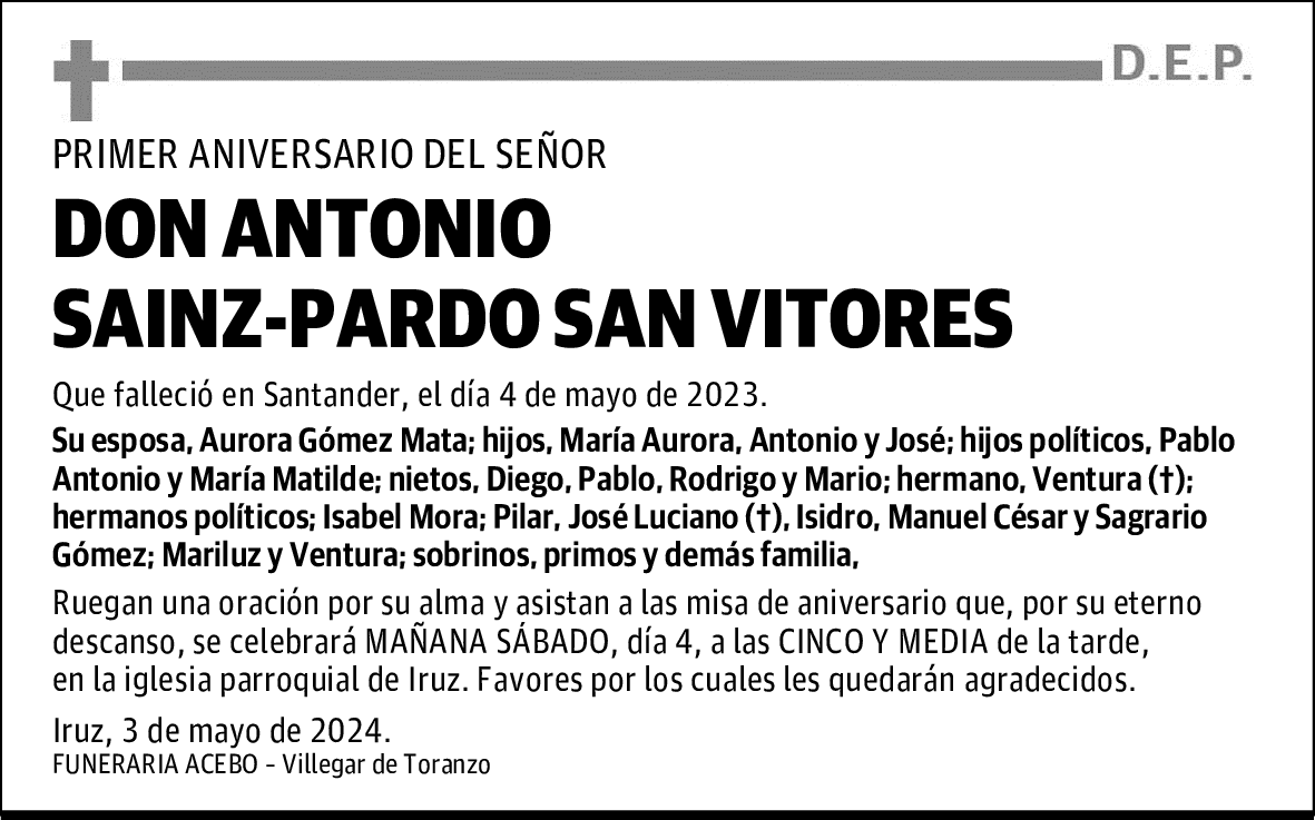 DON ANTONIO SAINZ-PARDO SAN VITORES