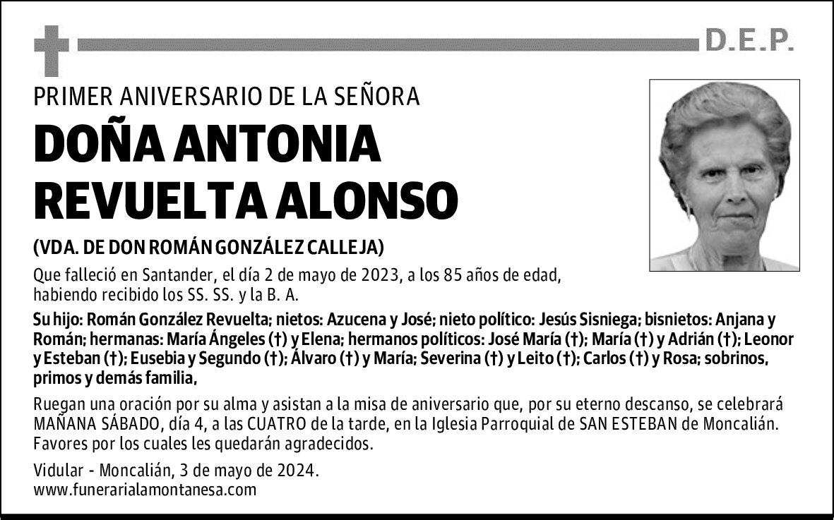 DOÑA ANTONIA REVUELTA ALONSO