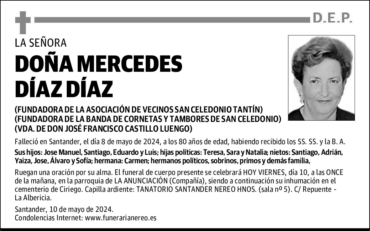 DOÑA MERCEDES DÍAZ DÍAZ