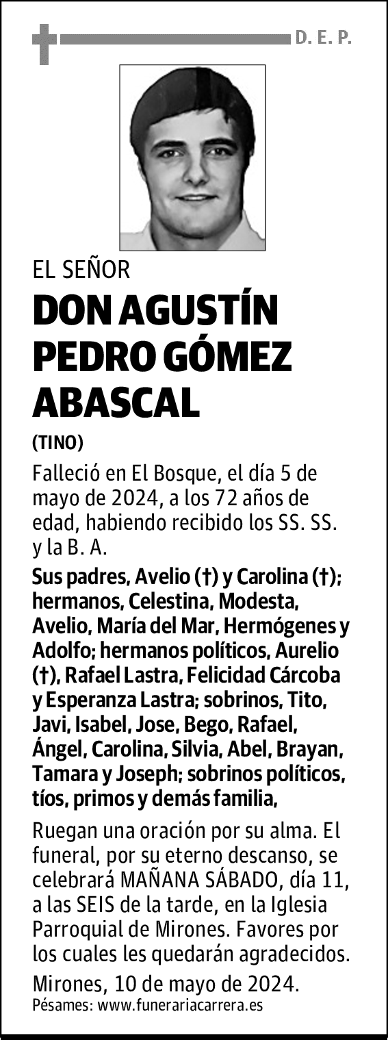 DON AGUSTÍN PEDRO GÓMEZ ABASCAL