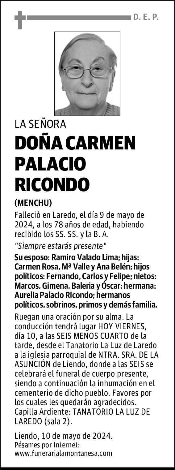 DOÑA CARMEN PALACIO RICONDO