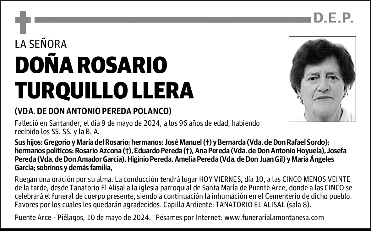 DOÑA ROSARIO TURQUILLO LLERA