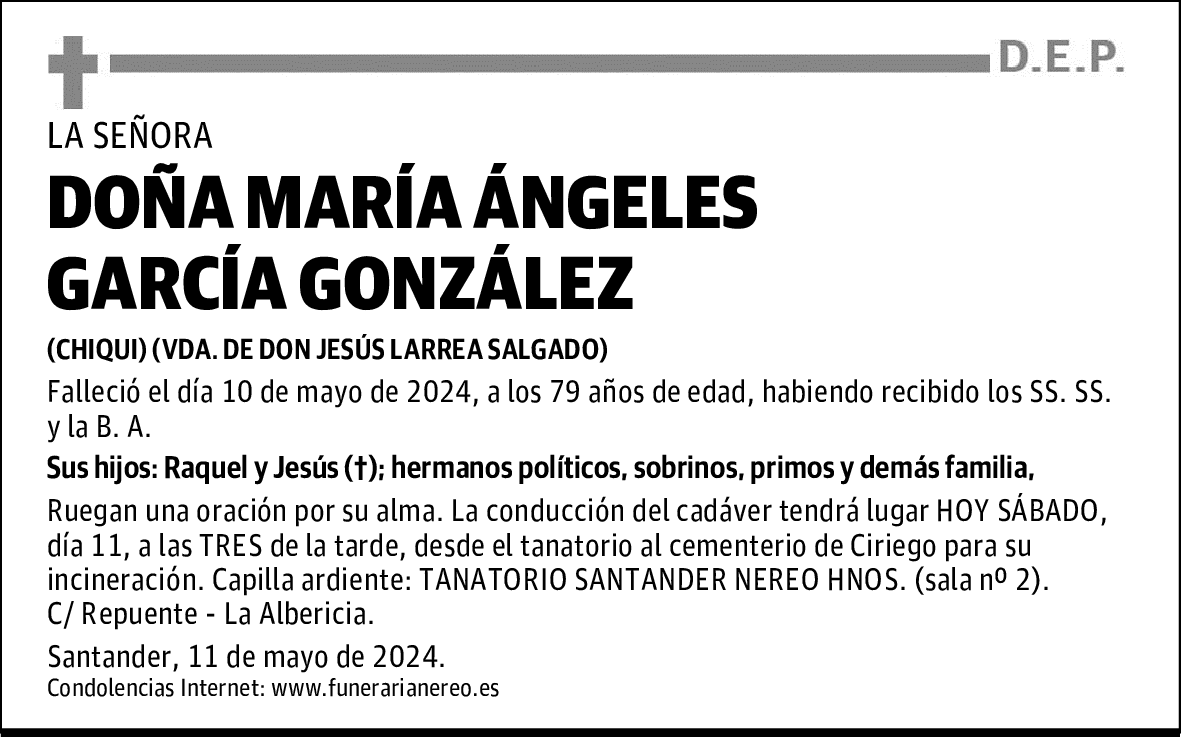 DOÑA MARÍA ÁNGELES GARCÍA GONZÁLEZ
