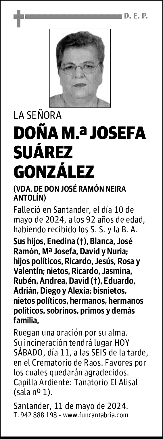 DOÑA M.ª JOSEFA SUÁREZ GONZÁLEZ