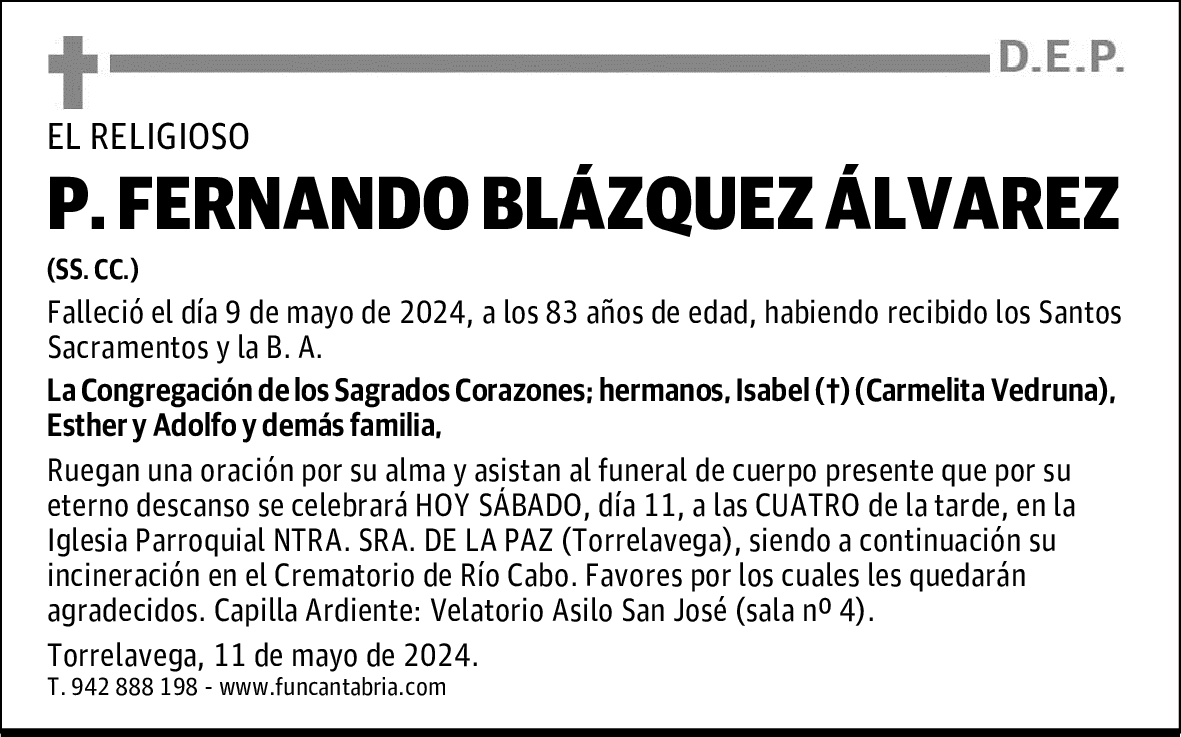 P. FERNANDO BLÁZQUEZ ÁLVAREZ
