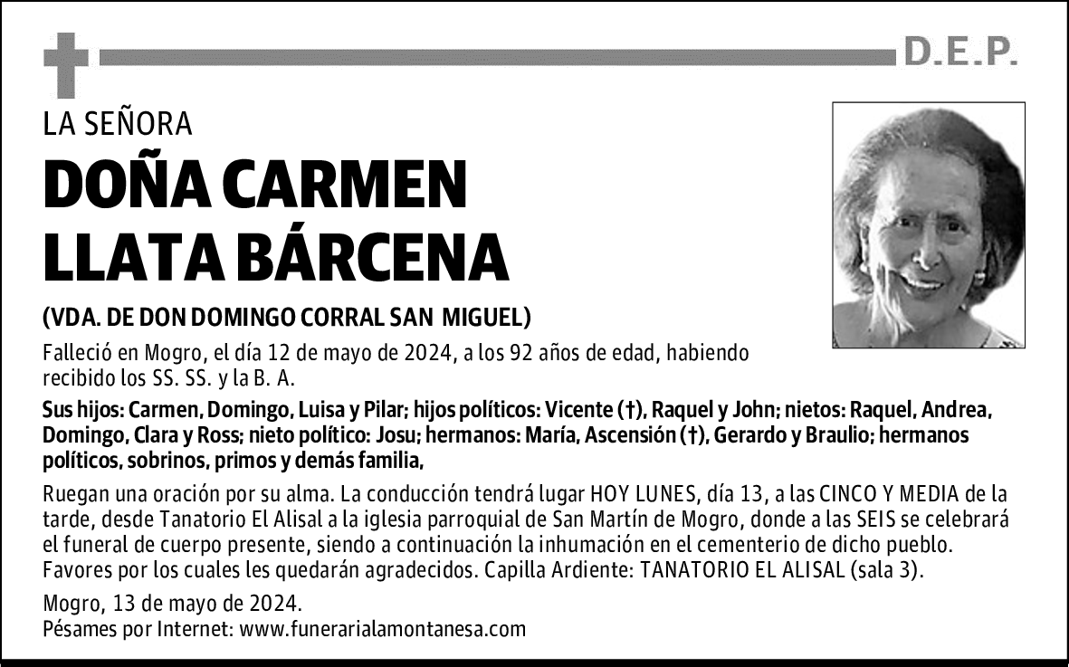 DOÑA CARMEN LLATA BÁRCENA