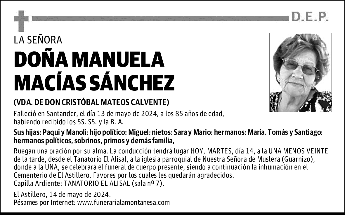 DOÑA MANUELA MACÍAS SÁNCHEZ