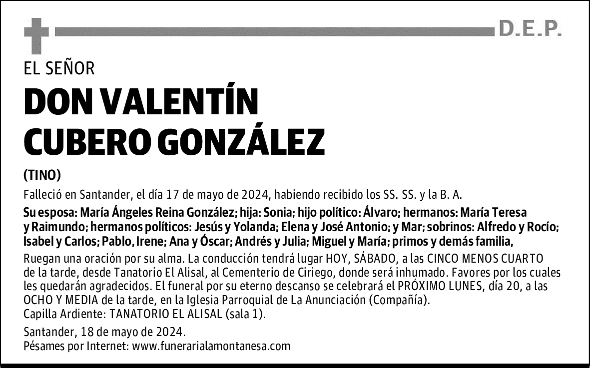 DON VALENTÍN CUBERO GONZÁLEZ