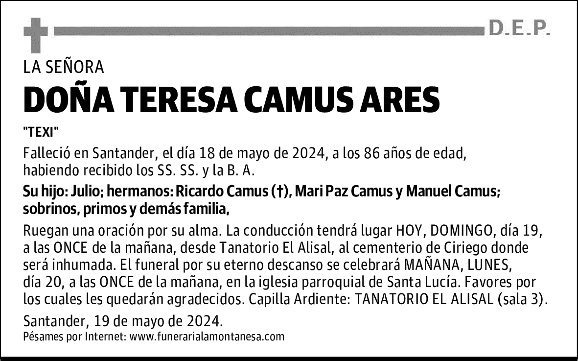 DOÑA TERESA CAMUS ARES