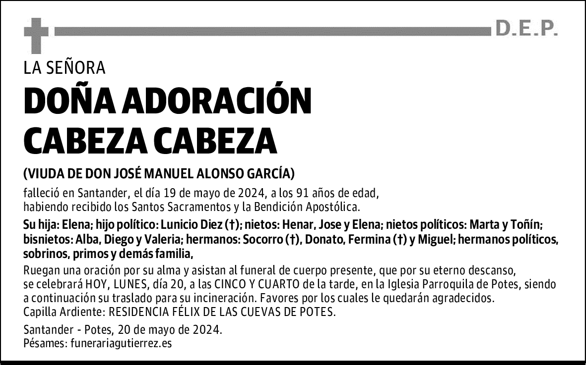 DOÑA ADORACIÓN CABEZA CABEZA