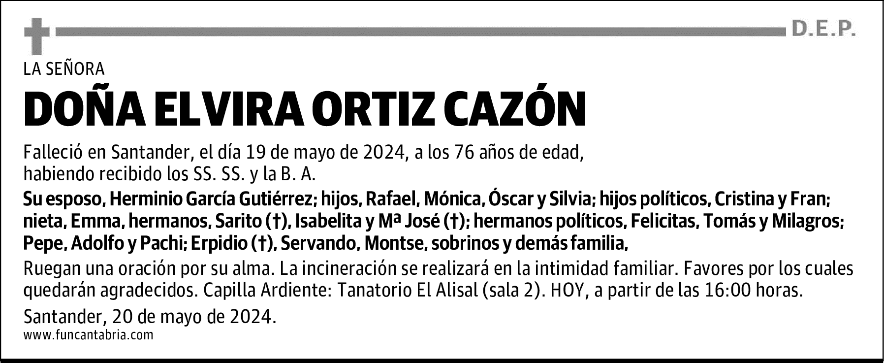 DOÑA ELVIRA ORTIZ CAZÓN