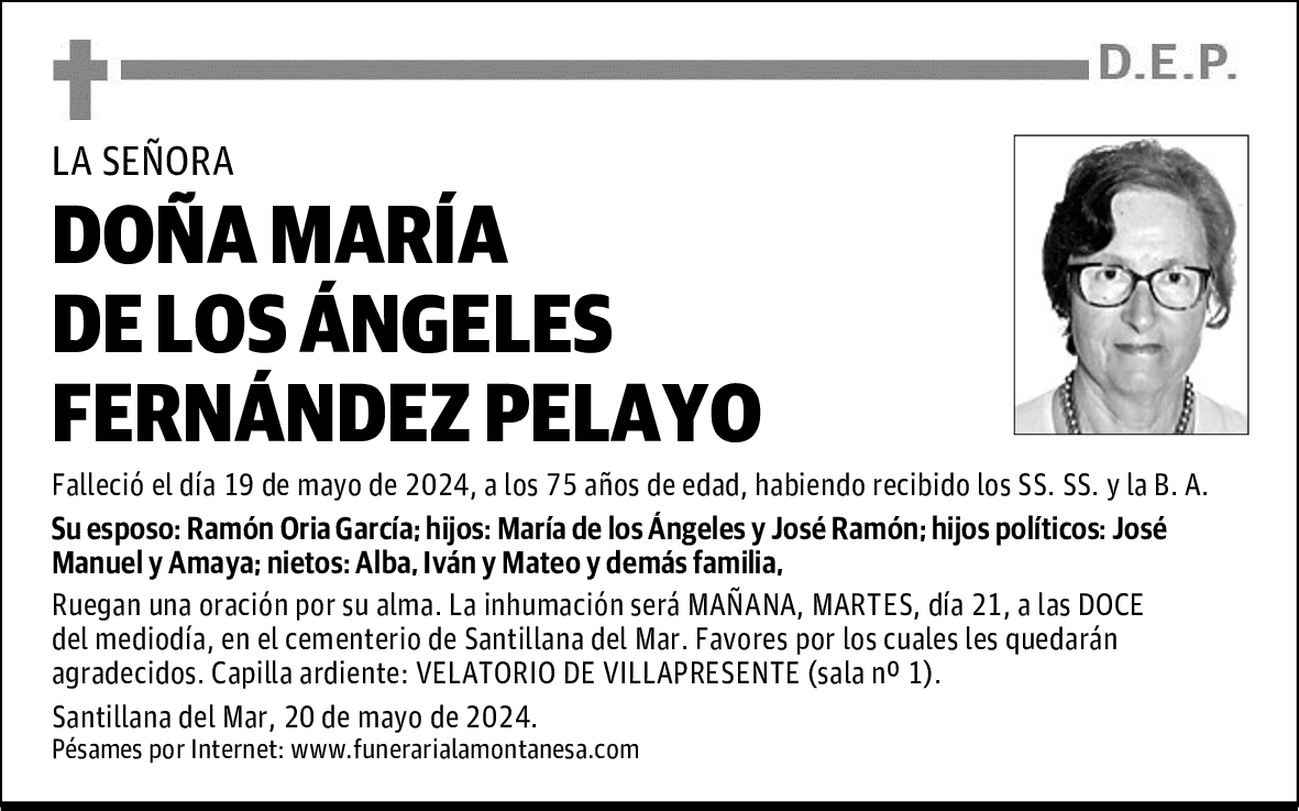 DOÑA MARÍA DE LOS ÁNGELES FERNÁNDEZ PELAYO