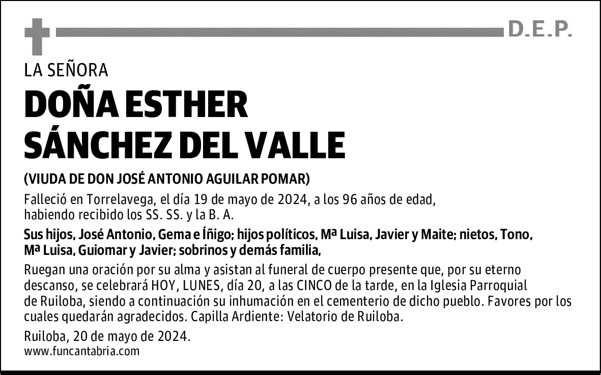 DOÑA ESTHER SÁNCHEZ DEL VALLE