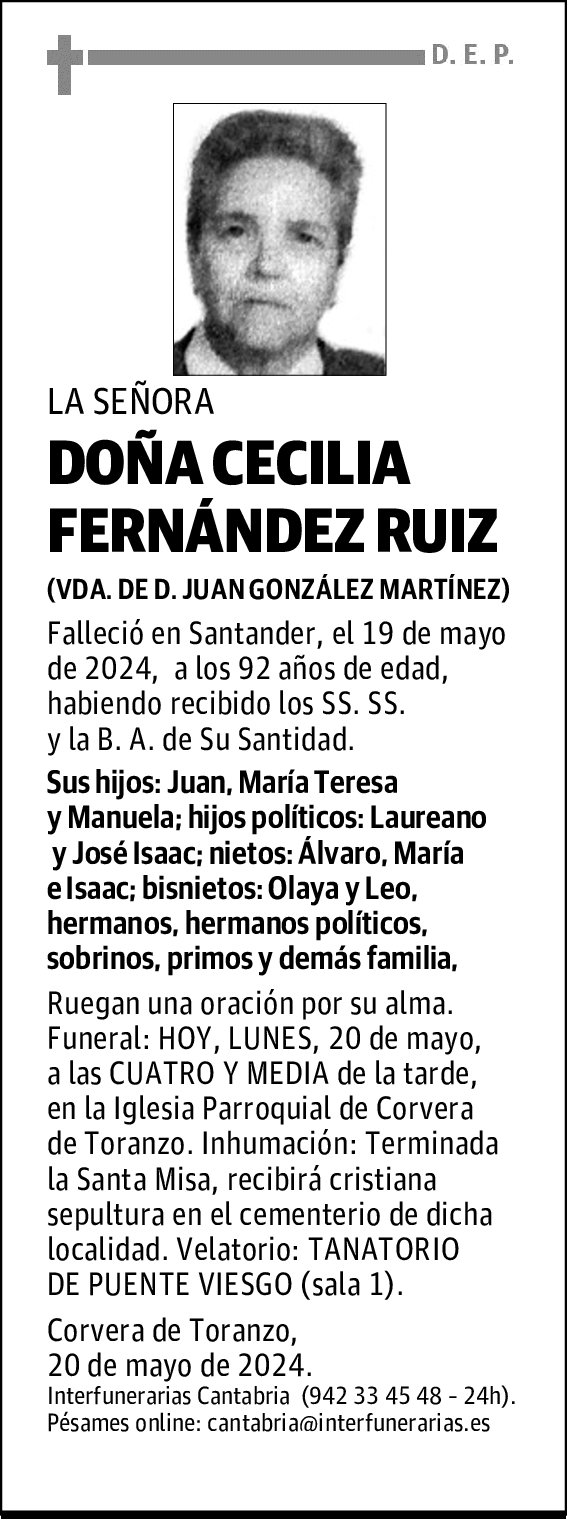 DOÑA CECILIA FERNÁNDEZ RUIZ