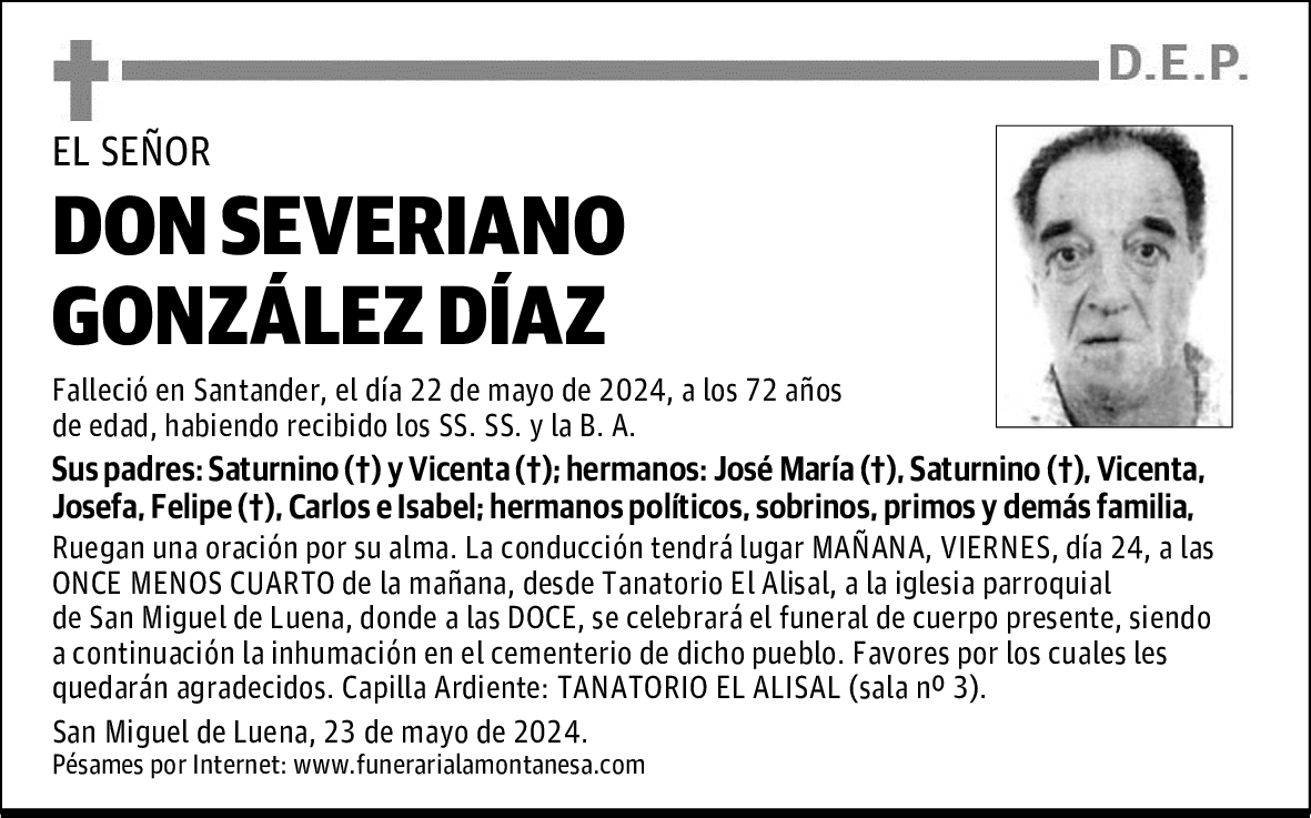 DON SEVERIANO GONZÁLEZ DÍAZ