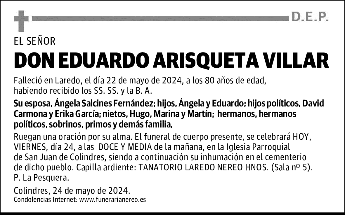 DON EDUARDO ARISQUETA VILLAR