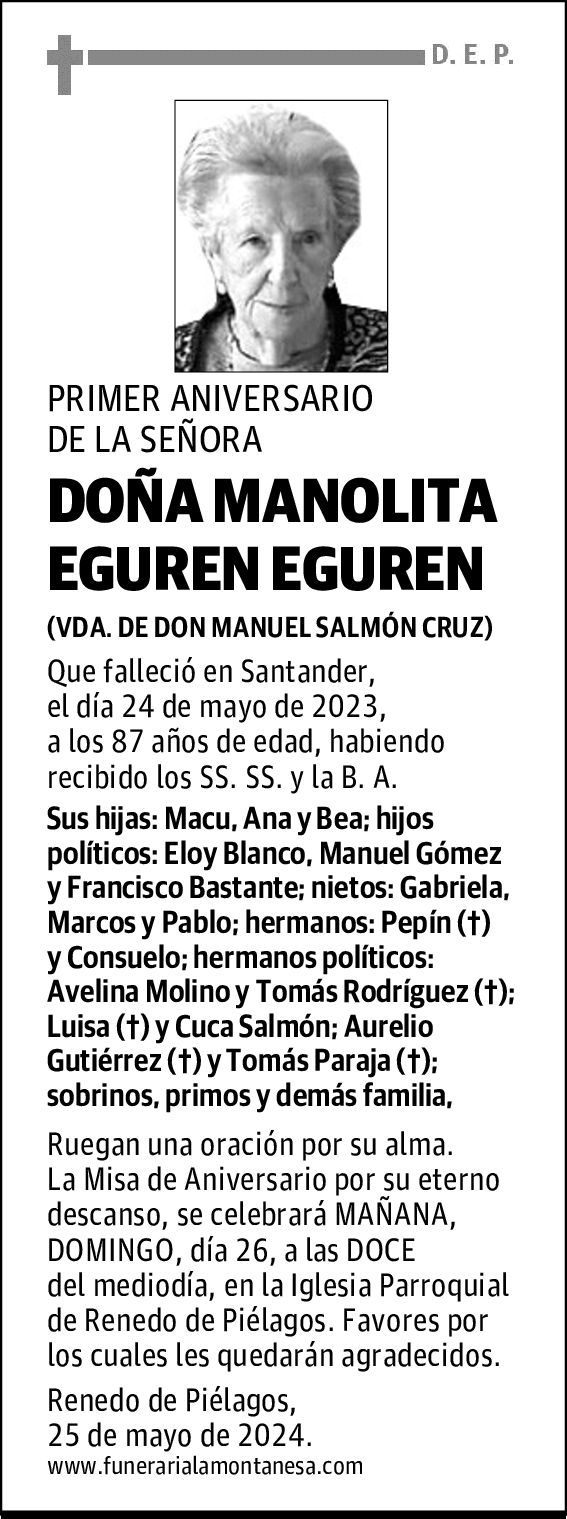 DOÑA MANOLITA EGUREN EGUREN