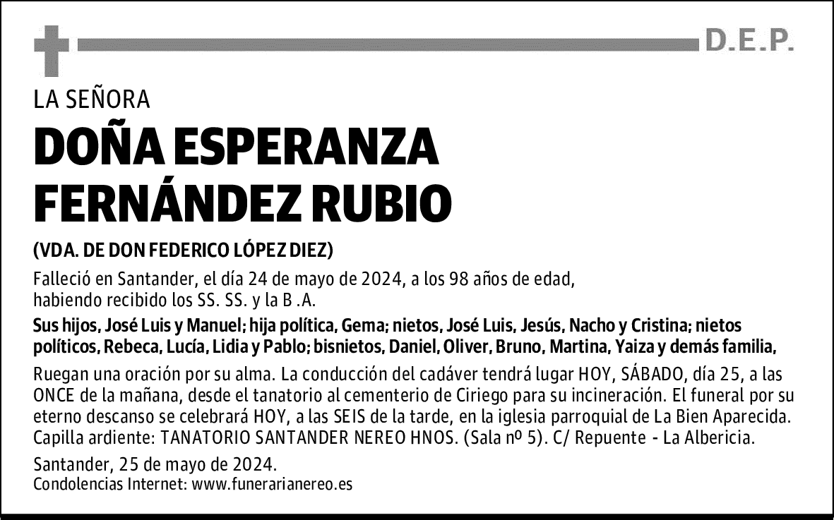 DOÑA ESPERANZA FERNÁNDEZ RUBIO