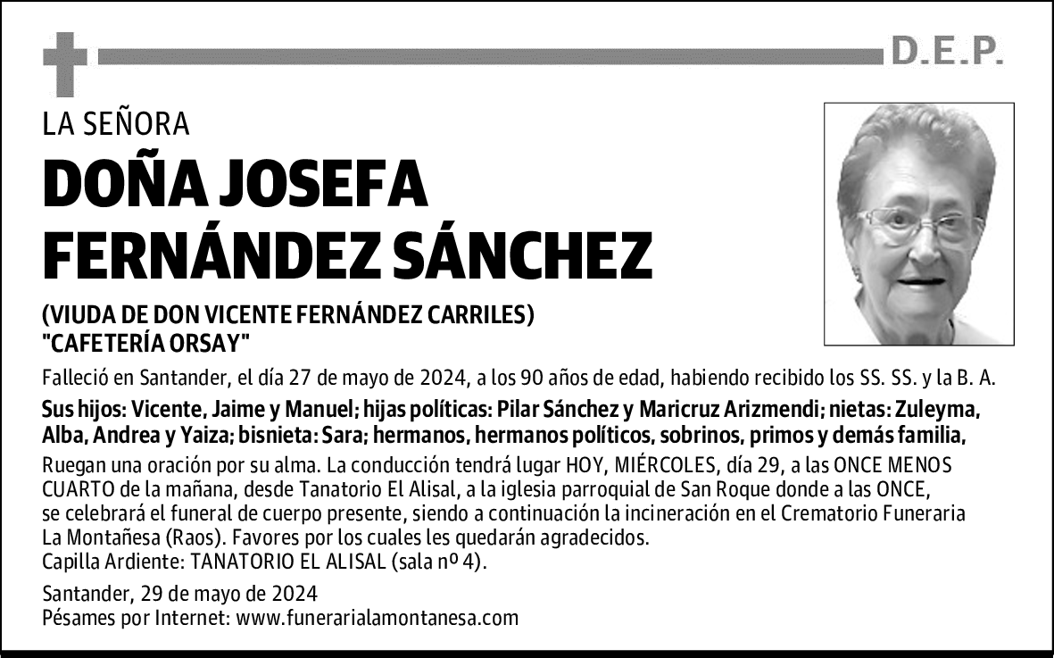 DOÑA JOSEFA FERNÁNDEZ SÁNCHEZ