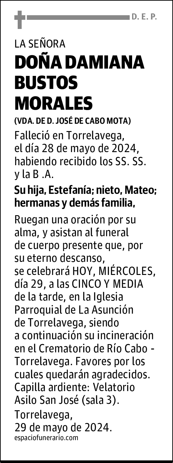 DOÑA DAMIANA BUSTOS MORALES