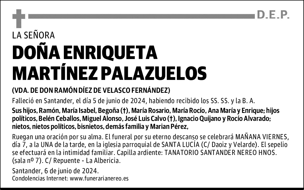 DOÑA ENRIQUETA MARTÍNEZ PALAZUELOS
