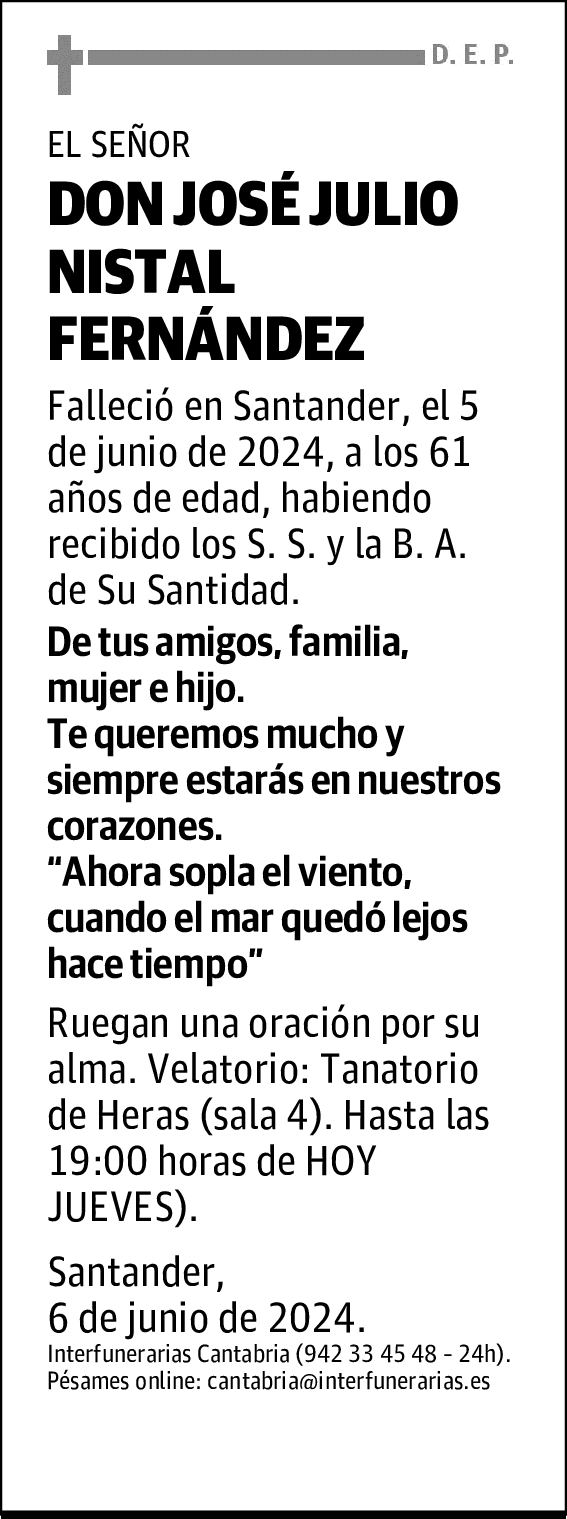 DON JOSÉ JULIO NISTAL FERNÁNDEZ