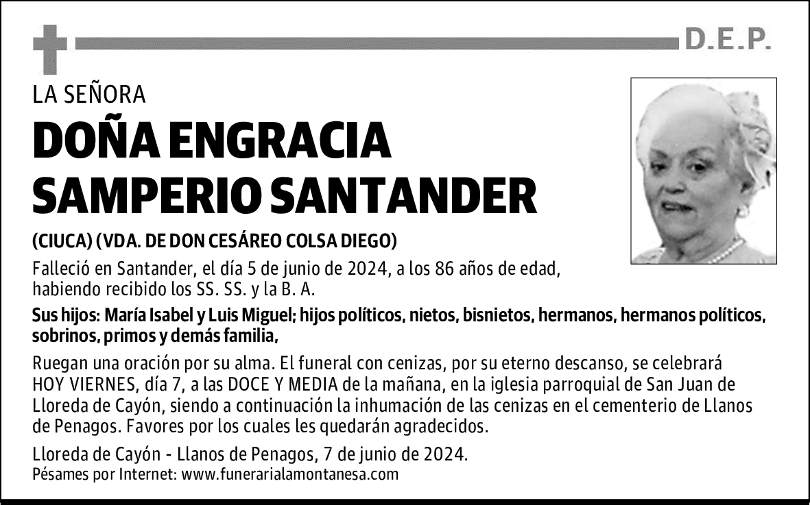 DOÑA ENGRACIA SAMPERIO SANTANDER