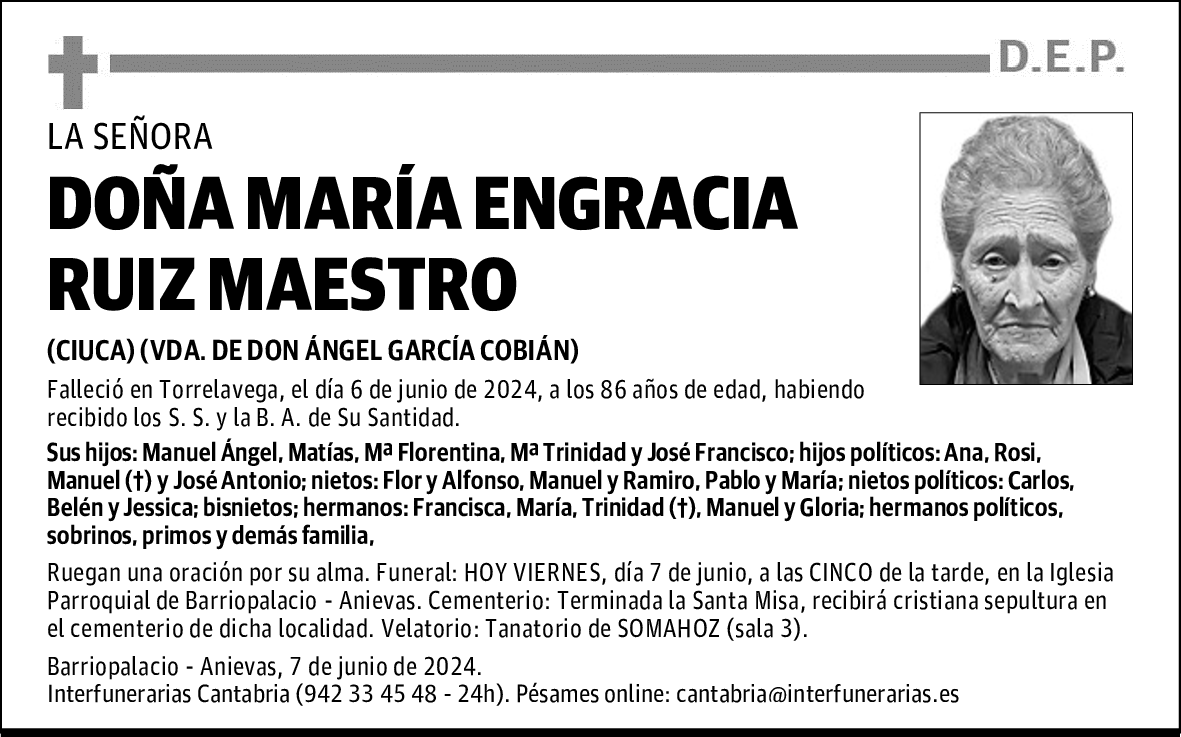 DOÑA MARÍA ENGRACIA RUIZ MAESTRO
