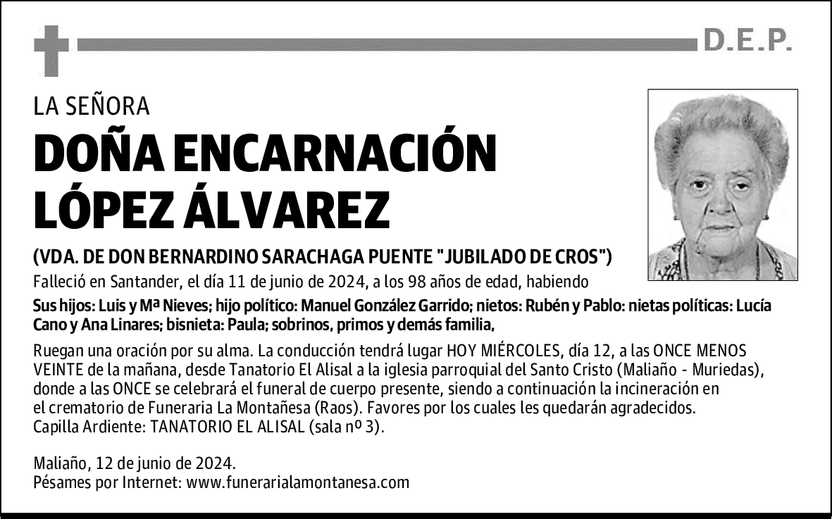 DOÑA ENCARNACIÓN LÓPEZ ÁLVAREZ