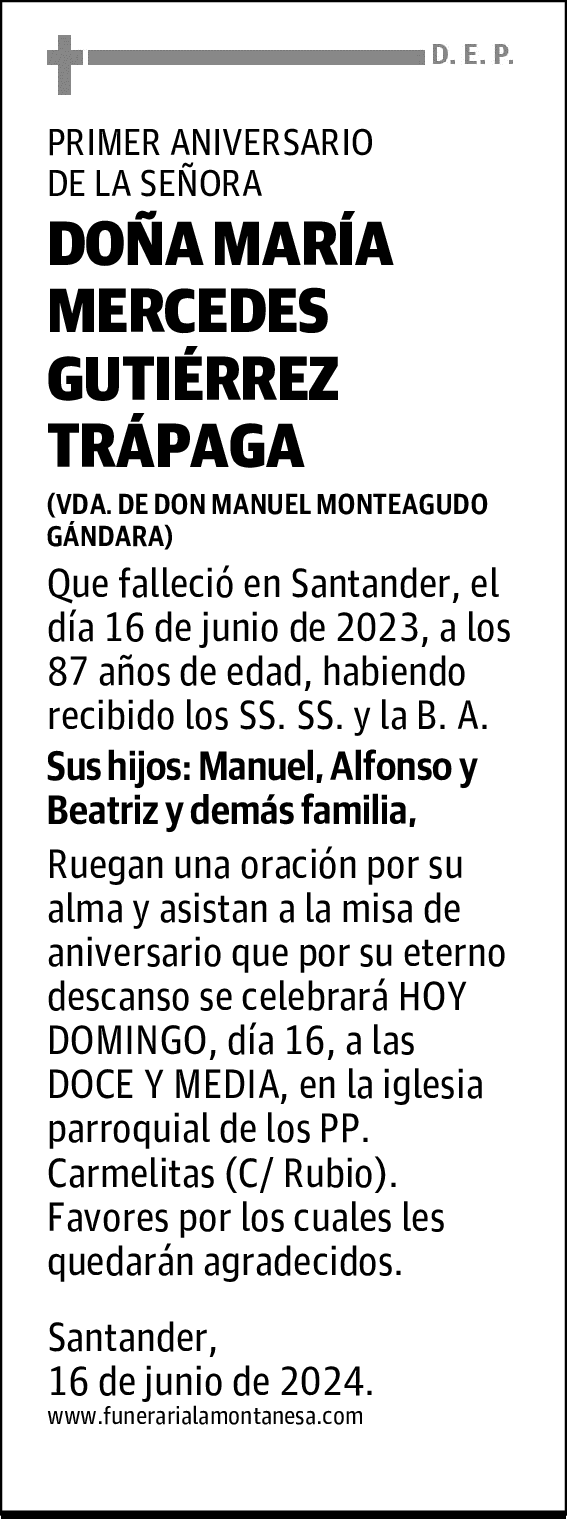 DOÑA MARÍA MERCEDES GUTIÉRREZ TRÁPAGA