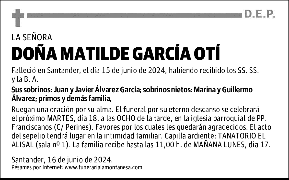 DOÑA MATILDE GARCÍA OTÍ