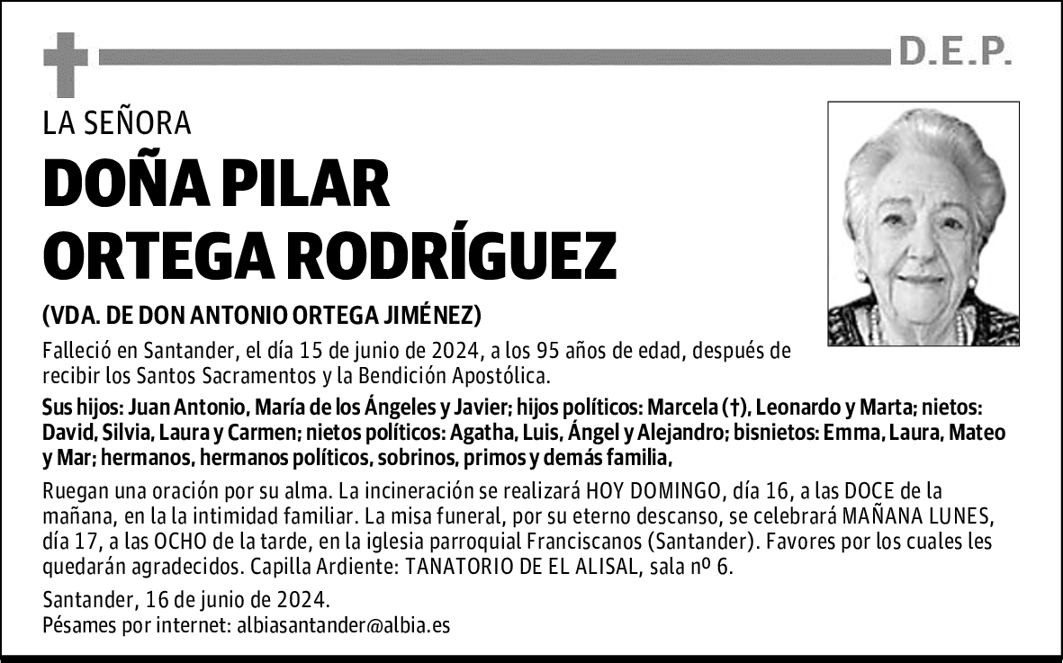 DOÑA PILAR ORTEGA RODRÍGUEZ