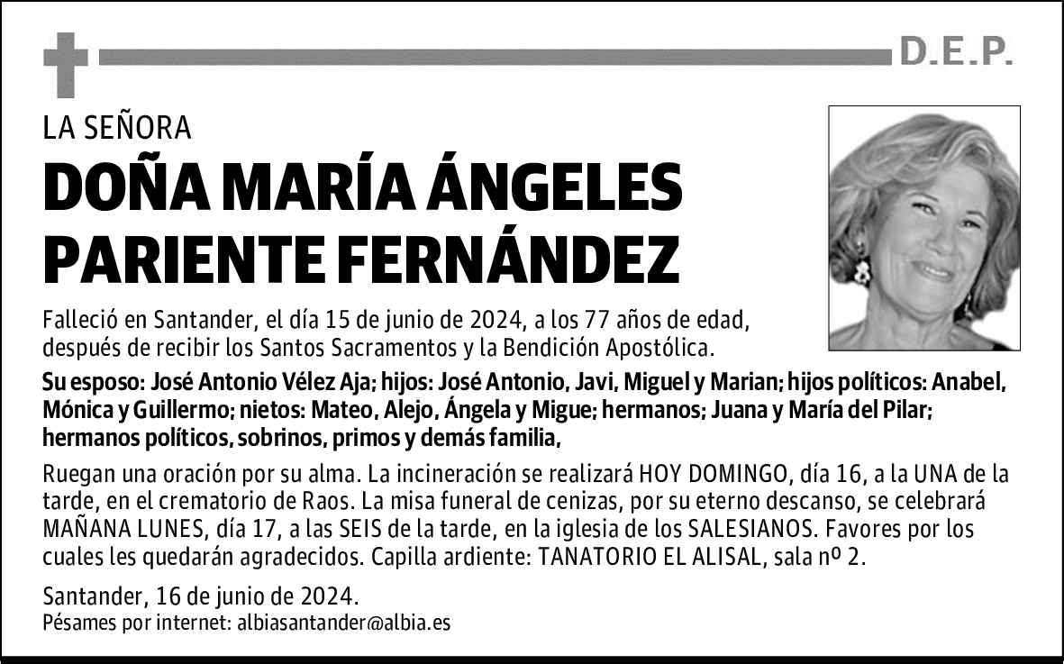 DOÑA MARÍA ÁNGELES PARIENTE FERNÁNDEZ