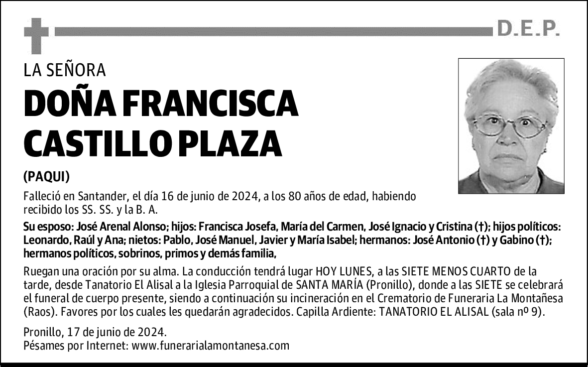 DOÑA FRANCISCA CASTILLO PLAZA