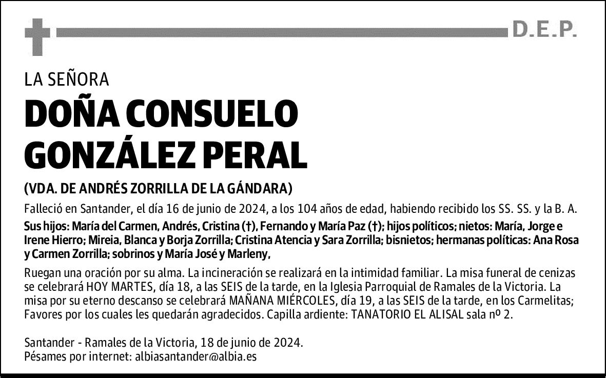 DOÑA CONSUELO GONZÁLEZ PERAL