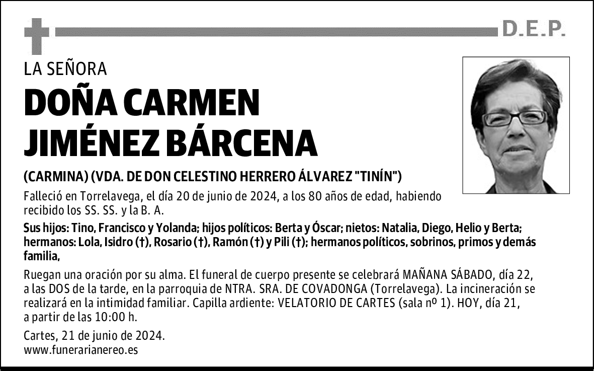 DOÑA CARMEN JIMÉNEZ BÁRCENA