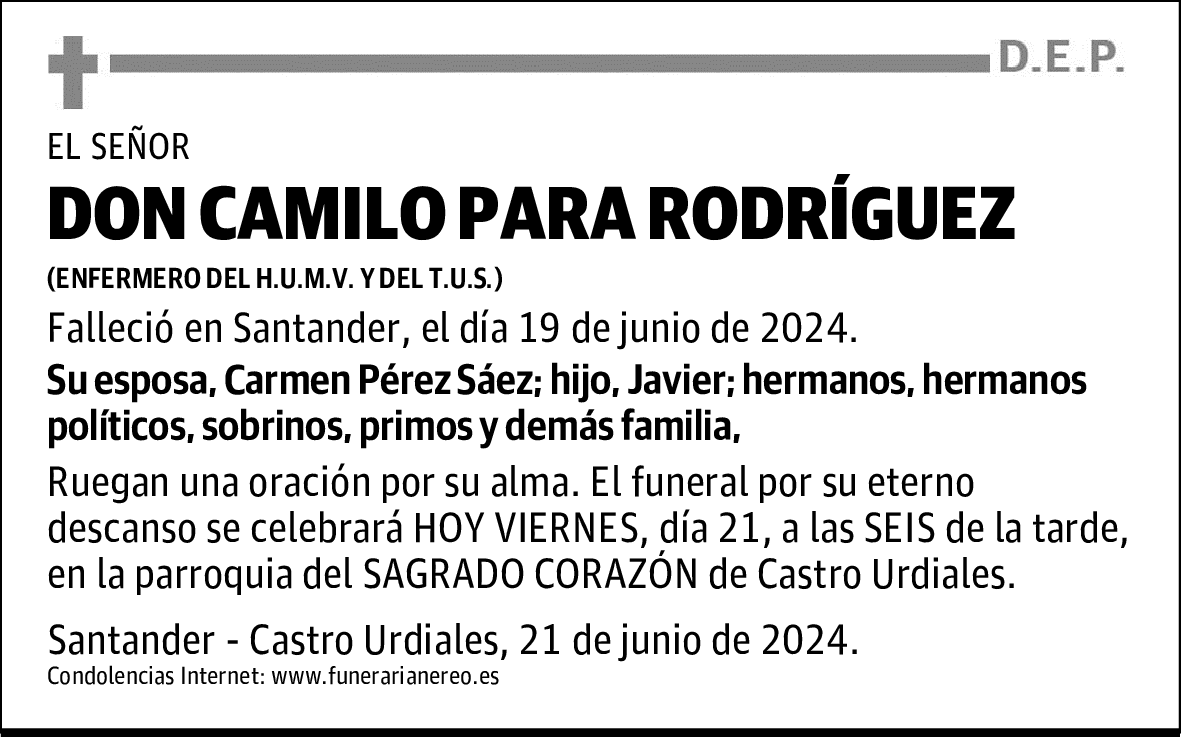 DON CAMILO PARA RODRÍGUEZ