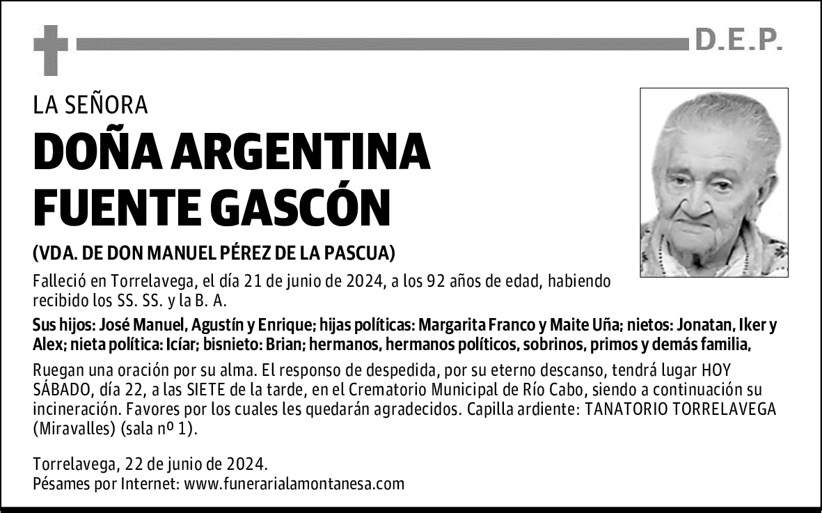 DOÑA ARGENTINA FUENTE GASCÓN