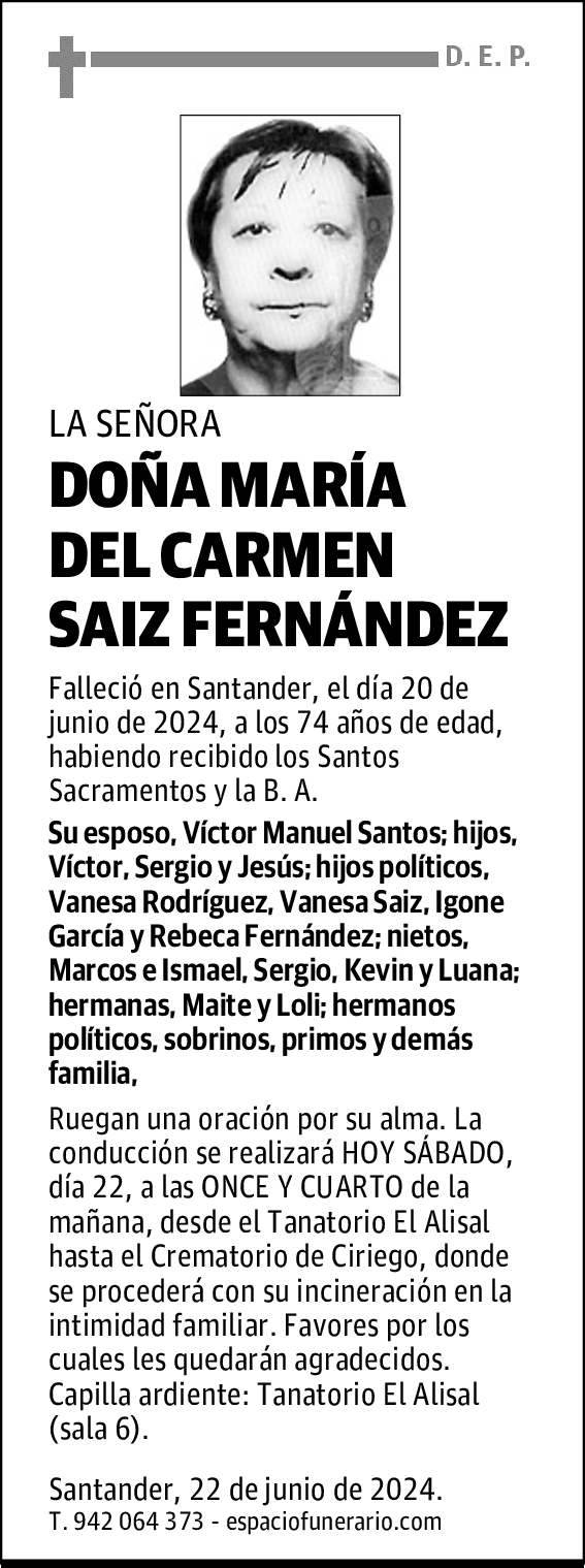 DOÑA MARÍA DEL CARMEN SAIZ FERNÁNDEZ