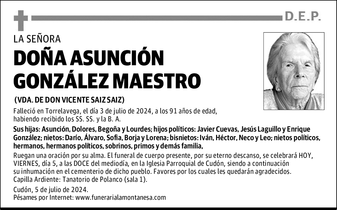 DOÑA ASUNCIÓN GONZÁLEZ MAESTRO